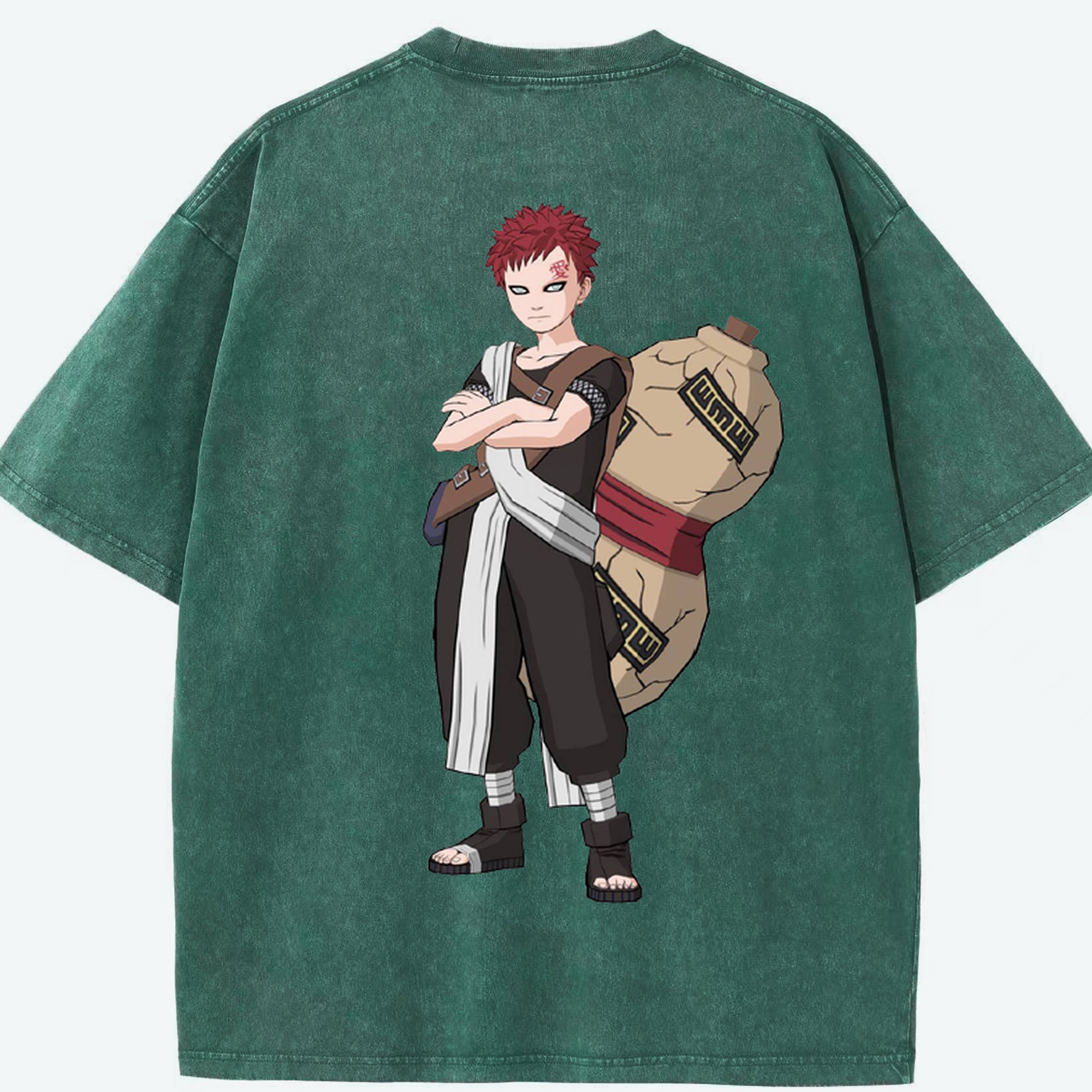 （画像用） NARUTO -ナルト- ガアラ Gaara 綿100% ヴィンテージ風 半袖Tシャツ（背面プリント）